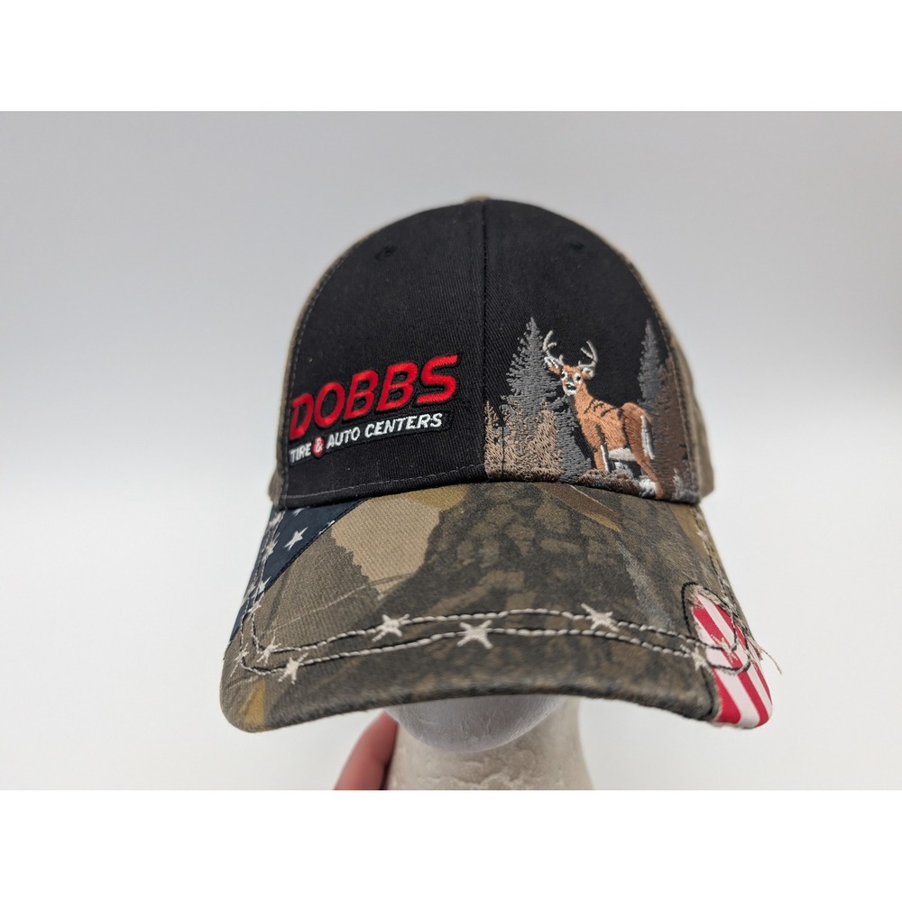 Dobbs Tire & Auto Centers Realtree Camo Deer American Flag Hat K-Products Cap